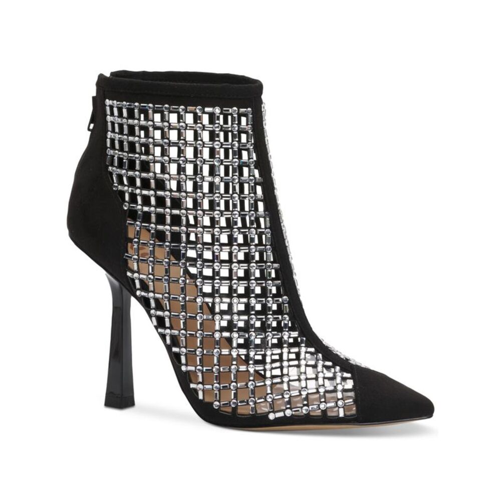 INC Womens Black Embellished Senalda Pointed Toe Stiletto Zip-Up Booties 6.5 M
